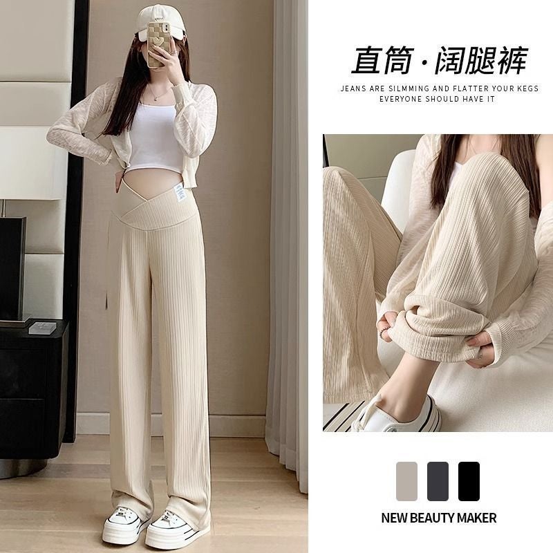 Maternity Wear, Maternity Wide-Leg Pants, Low-Waist Early Pregnancy Pants, Spring And Autum Small People, Autum And Autum Clothing, Maternity Pants For Outer Wear - Image 2